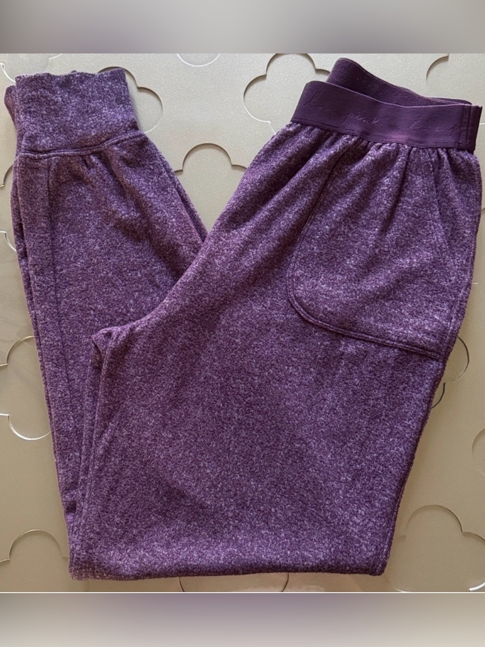 PINK Victorias Secret Cozy Jogger Sleep Pants w/ Pockets Heathered Purple Small - Picture 12 of 16